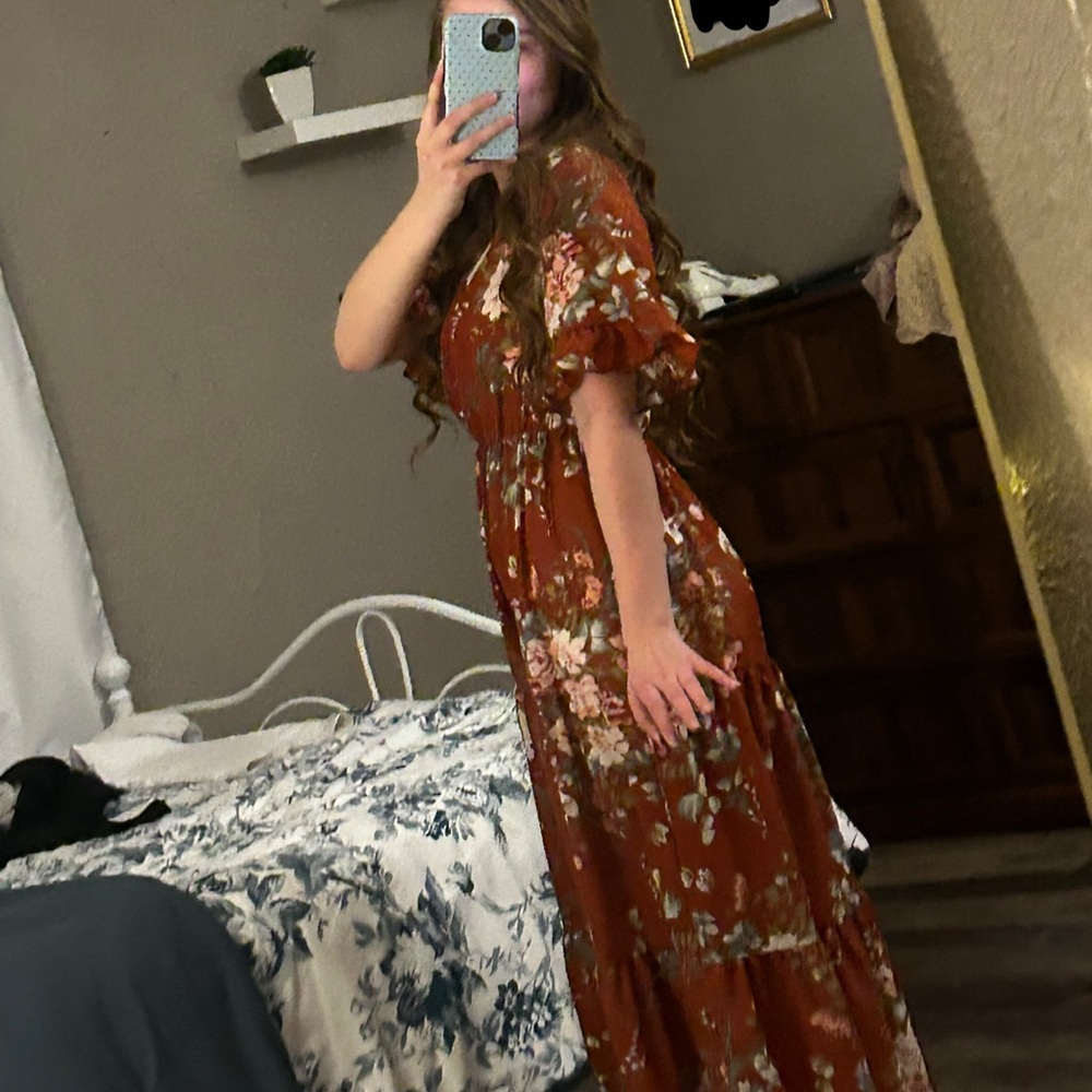 Floral Brown Maxi Dress